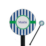 Stripes 5.5" Round Plastic Stir Sticks - Black - Single Sided (Personalized)