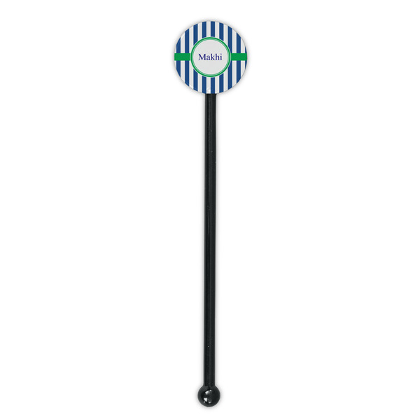 Stripes Black Plastic 5.5" Stir Stick - Round - Single Stick