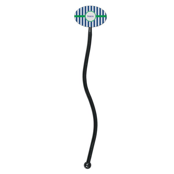 Stripes Black Plastic 7" Stir Stick - Oval - Single Stick