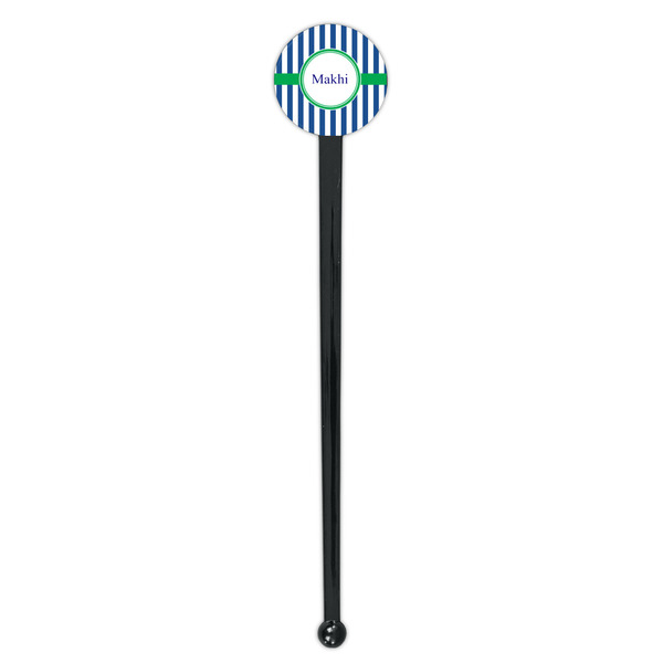 Stripes Black Plastic 7" Stir Stick - Round - Single Stick