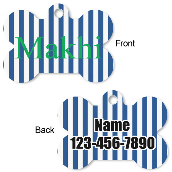 Stripes Bone Shaped Dog Tag - Front & Back