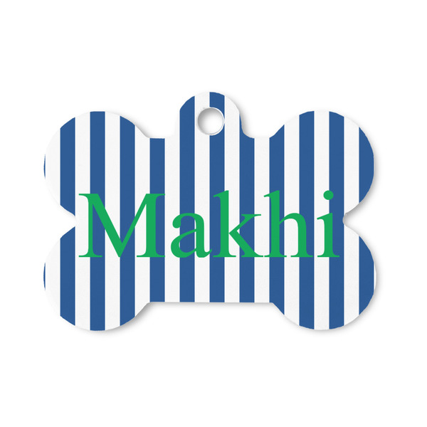 Custom Stripes Bone Shaped Dog ID Tag - Small (Personalized)