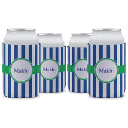 Stripes Can Cooler (12 oz) - Set of 4 w/ Name or Text