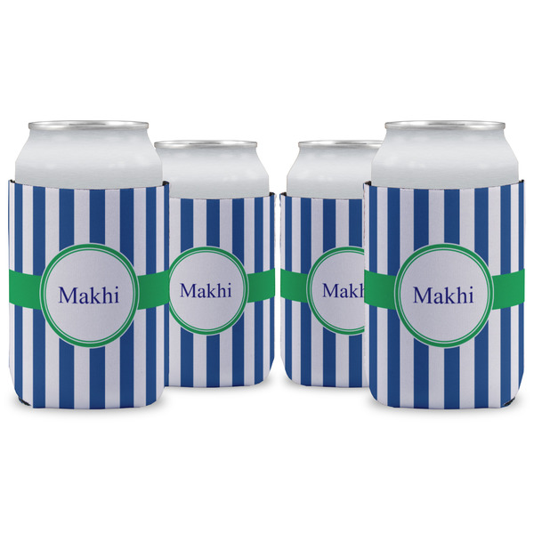 Custom Stripes Can Cooler (12 oz) - Set of 4 w/ Name or Text