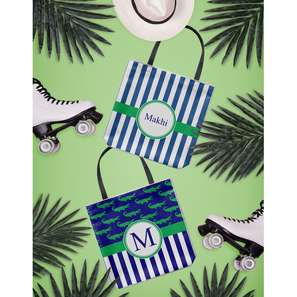 Stripes Canvas Tote Lifestyle Front and Back- 13x13