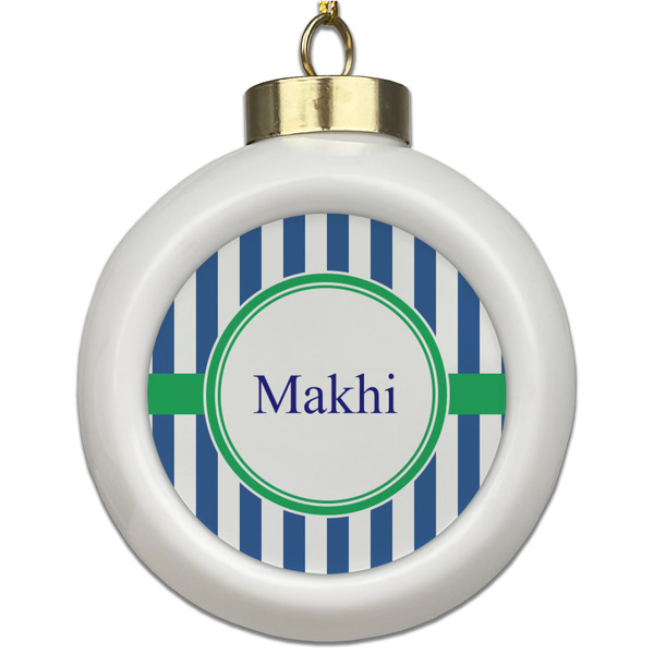 Custom Stripes Ceramic Ball Ornament (Personalized)