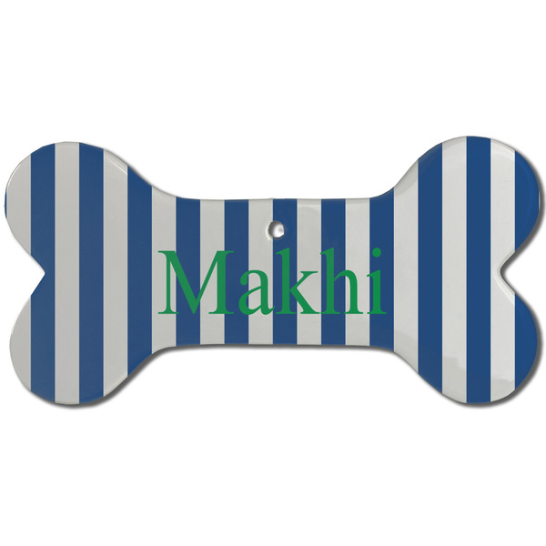 Custom Stripes Ceramic Dog Ornament - Front w/ Name or Text