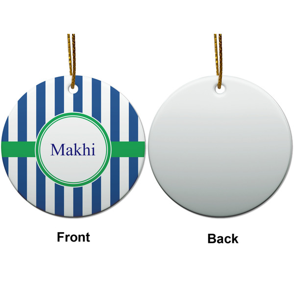 Stripes Ceramic Flat Ornament - Circle Front & Back (APPROVAL)