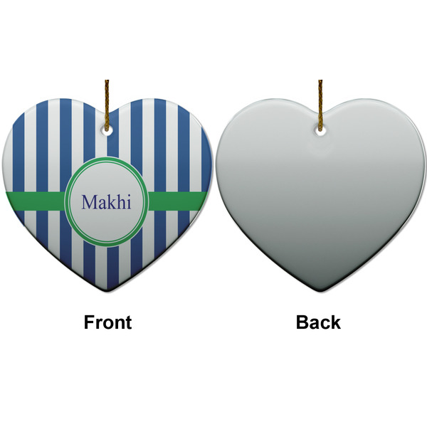 Stripes Ceramic Flat Ornament - Heart Front & Back (APPROVAL)