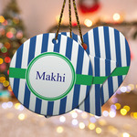 Stripes Ceramic Ornament w/ Name or Text