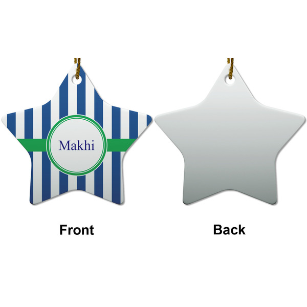 Stripes Ceramic Flat Ornament - Star Front & Back (APPROVAL)