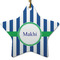 Stripes Star Ceramic Ornament w/ Name or Text