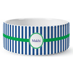Stripes Ceramic Dog Bowl (Personalized)