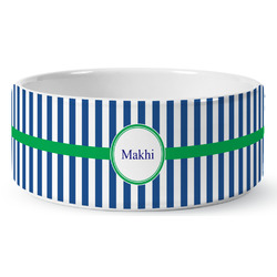 Stripes Ceramic Dog Bowl - Medium (Personalized)