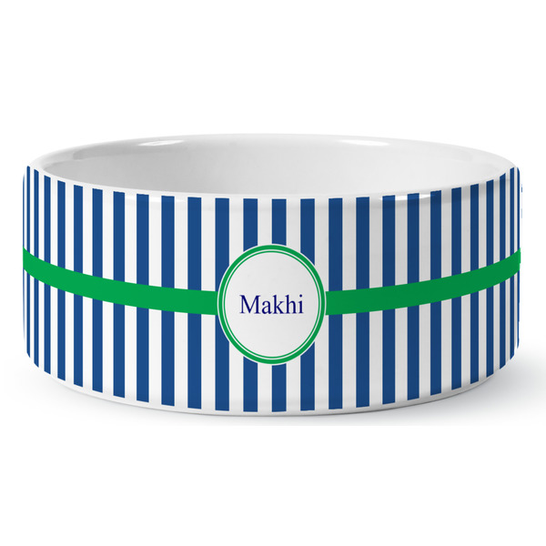Custom Stripes Ceramic Dog Bowl - Large (Personalized)