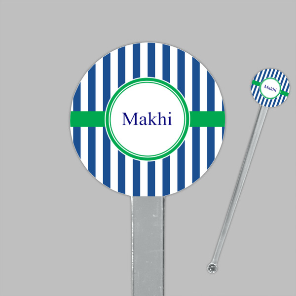 Stripes Clear Plastic 7" Stir Stick - Round - Closeup