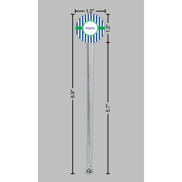 Stripes Clear Plastic 7" Stir Stick - Round - Dimensions