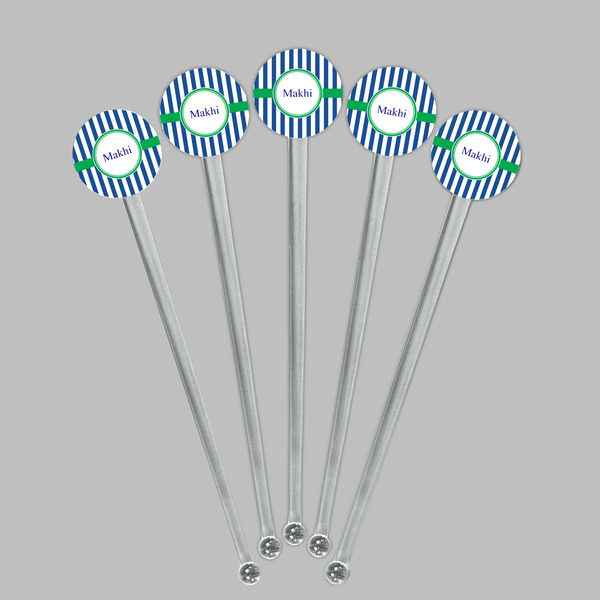 Stripes Clear Plastic 7" Stir Stick - Round - Fan View