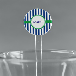Stripes 5.5" Round Plastic Stir Sticks - Clear (Personalized)