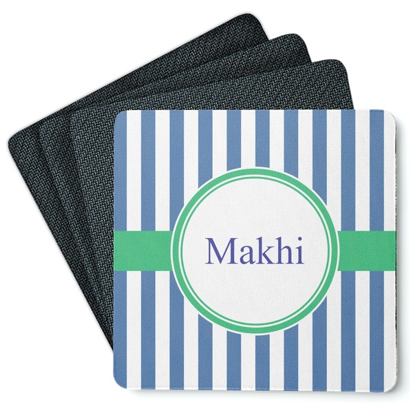 Custom Stripes Square Rubber Backed Coasters - Set of 4 (Personalized)