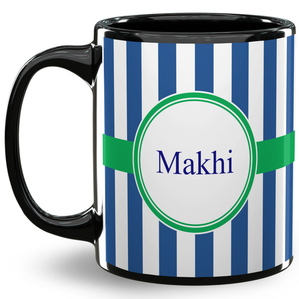 Custom Stripes 11 Oz Coffee Mug - Black (Personalized)