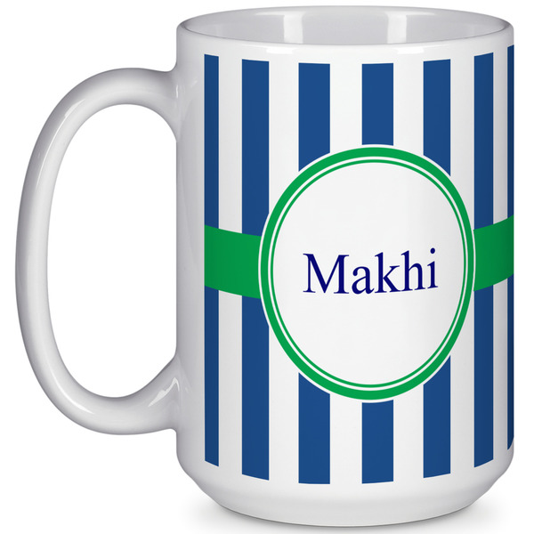 Custom Stripes 15 Oz Coffee Mug - White (Personalized)