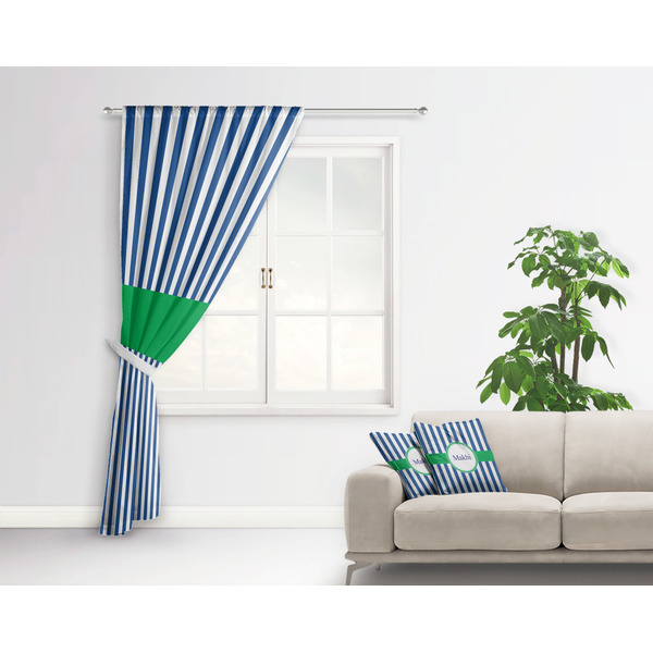 Stripes Curtain With Window and Rod - in Room Matching Pillow