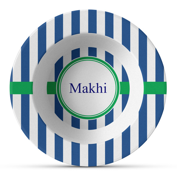 Custom Stripes Plastic Bowl - Microwave Safe - Composite Polymer (Personalized)