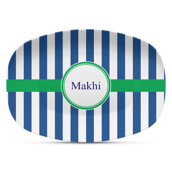 Custom Stripes Plastic Platter - Microwave & Oven Safe Composite Polymer (Personalized)