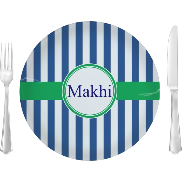 Custom Stripes 10" Glass Lunch / Dinner Plates - Single or Set (Personalized)