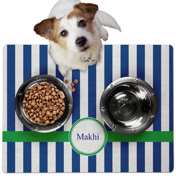 Custom Stripes Dog Food Mat - Medium w/ Name or Text