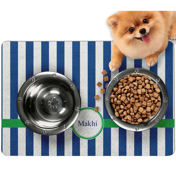 Custom Stripes Dog Food Mat - Small w/ Name or Text
