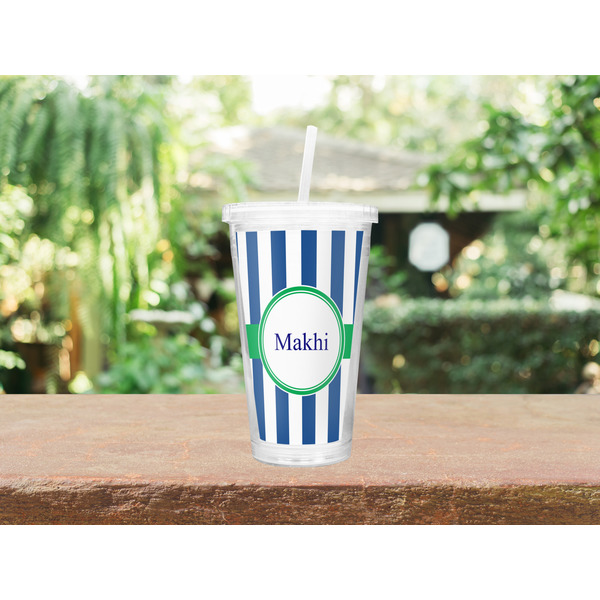Stripes Double Wall Tumbler with Straw Lifestyle