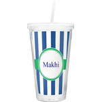 Stripes Double Wall Tumbler with Straw (Personalized)