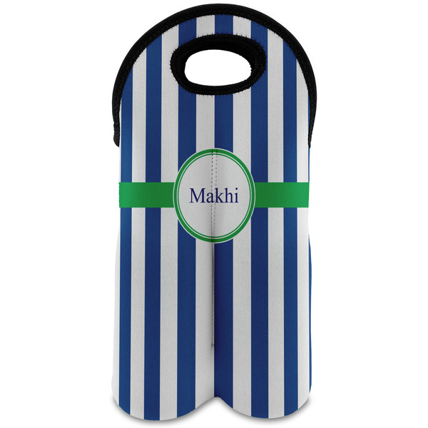 Custom Stripes Wine Tote Bag (2 Bottles) w/ Name or Text