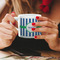Stripes Espresso Cup - 6oz (Double Shot) LIFESTYLE (Woman hands cropped)