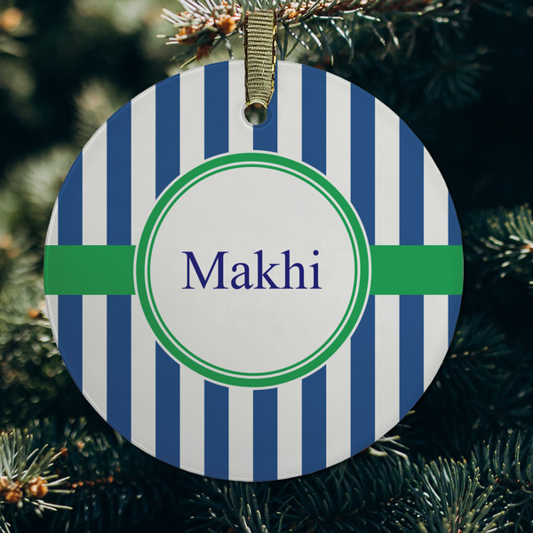 Stripes Frosted Glass Ornament - Round (Lifestyle)