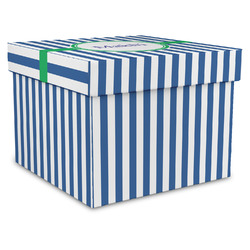 Stripes Gift Box with Lid - Canvas Wrapped - X-Large (Personalized)
