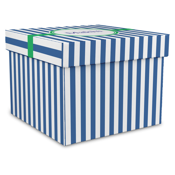 Custom Stripes Gift Box with Lid - Canvas Wrapped - X-Large (Personalized)