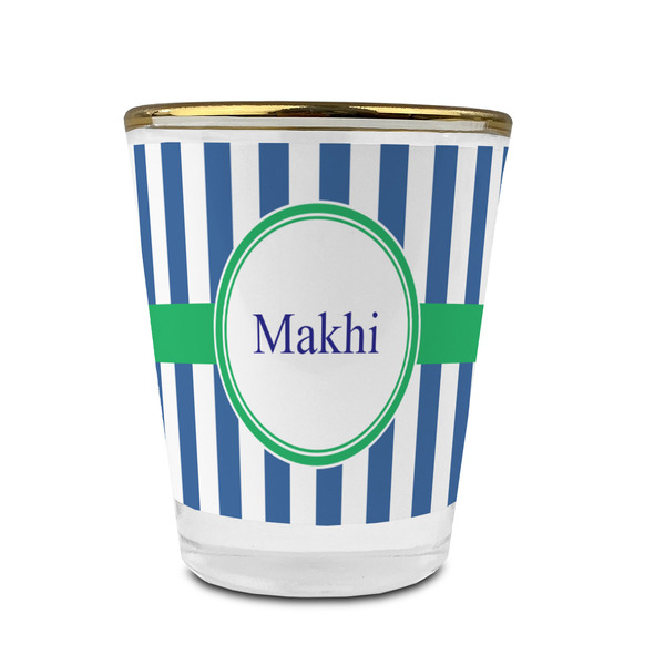 Stripes Glass Shot Glass - With gold rim - FRONT