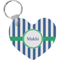 Stripes Heart Plastic Keychain w/ Name or Text