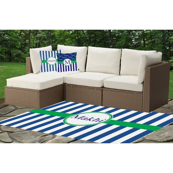 Custom Stripes Indoor / Outdoor Rug - Custom Size w/ Name or Text