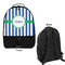 Stripes Large Backpack - Black - Front & Back View