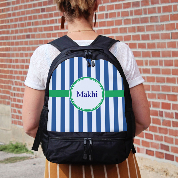 Stripes Large Backpack - Black - On Back
