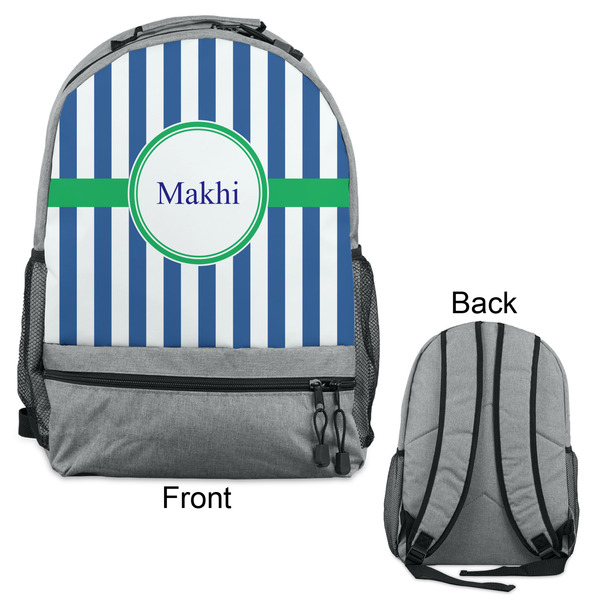 Stripes Large Backpack - Gray - Front & Back View