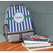 Stripes Large Backpack - Gray - On Desk