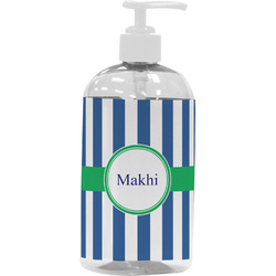 Stripes Plastic Soap / Lotion Dispenser (16 oz - Large - White) (Personalized)