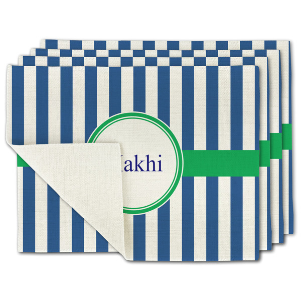 Custom Stripes Single-Sided Linen Placemat - Set of 4 w/ Name or Text