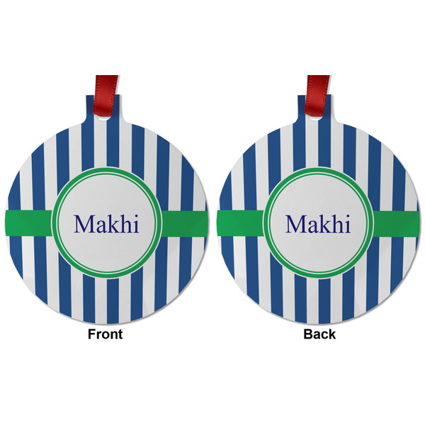 Stripes Metal Ball Ornament - Front and Back
