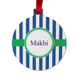 Stripes Metal Ball Ornament - Double Sided w/ Name or Text